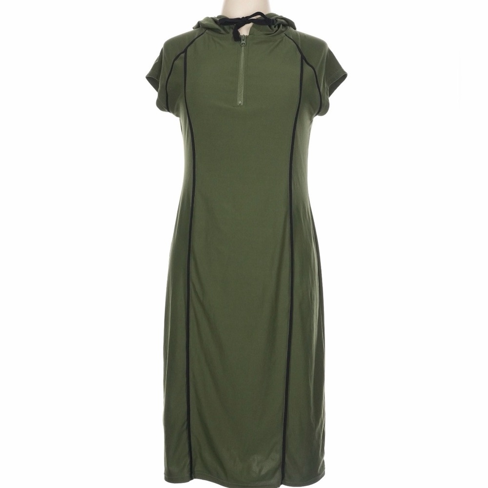 No Boundaries Olive Green Half-Zip Hooded Midi Dress-Juniors L (11–13)| Like New